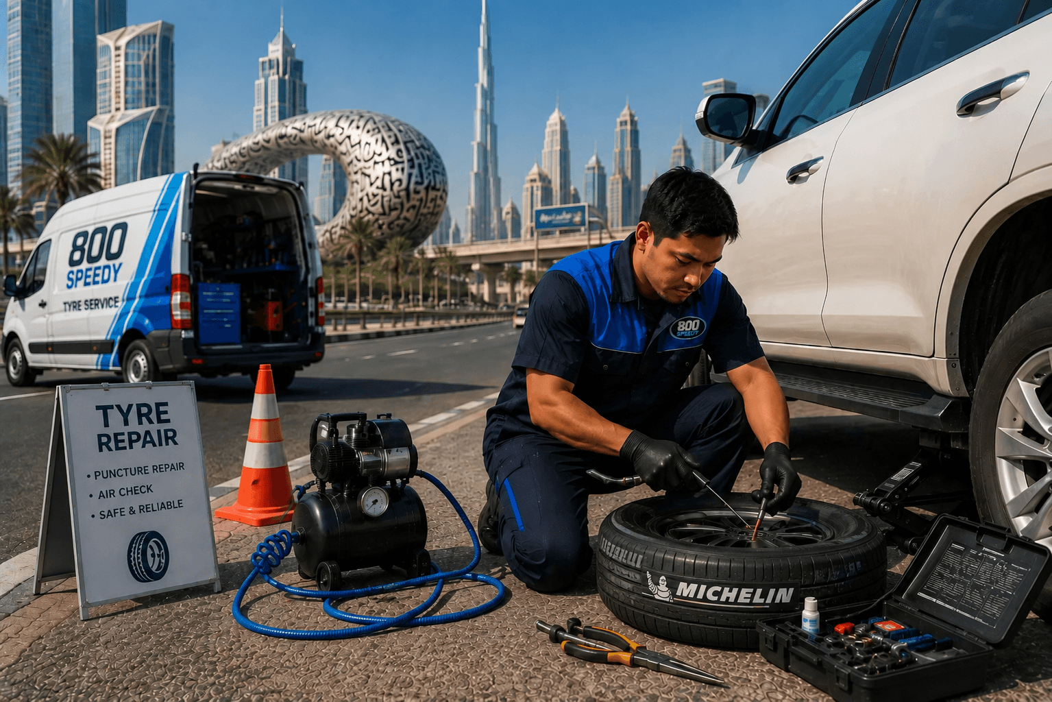Flat Tyre Repair Dubai – Fix My Tyre Comes to You 24/7